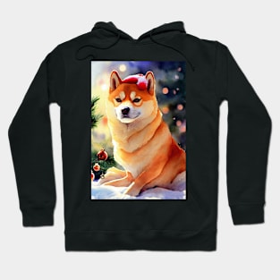 Watercolor shiba inu Hoodie